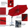 Modern Outdoor Umbrella, Aluminum Frame & Solar Powered LED Lights, Red