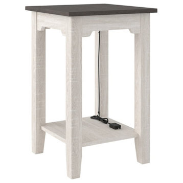 Bowery Hill Farmhouse Engineered Wood End Table in Antiqued White/Gray