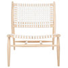 Soleil Leather Woven Accent Chair, White/Natural