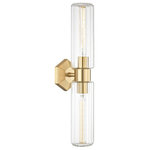 Hudson Valley Lighting - Roebling 2 Light Wall Sconce, Aged Brass Finish, Clear Glass - Features: