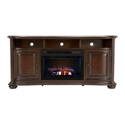 Henderson 66" TV Console w/ 25" Electric Log Fireplace - Entertainment Centers And Tv Stands