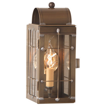 Irvin's Country Tinware Cape Cod Wall Lantern in Weathered Brass
