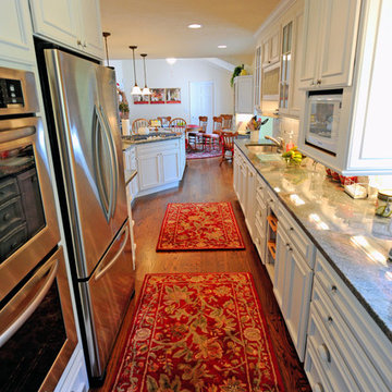 Galley kitchen & family room remodeled into a large kitchen
