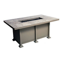 OW Lee 36"x 58" Vulsini Fire Pit with Glass - Grigio - Fire Pits