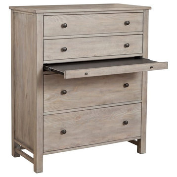 Origins by Alpine Classic Wood 4 Drawer Chest in Natural Gray