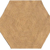 Handwoven and Braided Hexagon Jute Rug, Beige, Beige, 6', Handwoven, Star