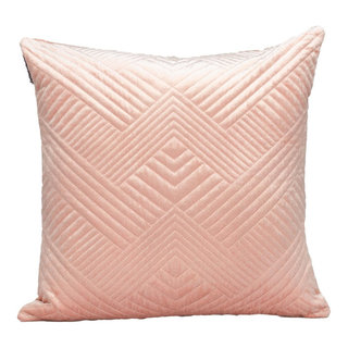 Transitional Pink Quilted Throw Pillow - Contemporary - Decorative