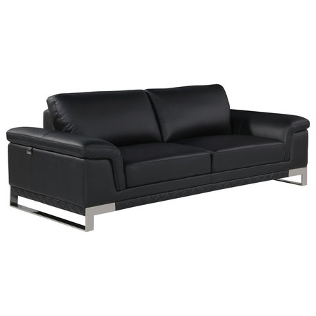 Naples Contemporary Genuine Italian Leather Sofa Black