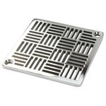 Designer Drains - Shower Drain Grate Made to fit  Schluter-Kerdi,  Geometric No. 6, Polished Stainless Steel - Polished Stainless Steel drain made to fit Schluter shower systems.  3.6″ x 3.6″ Square with 4-1/4″ Center to Center Fastening Holes. Made in the U.S.A. Please measure your existing drain accurately before ordering.
