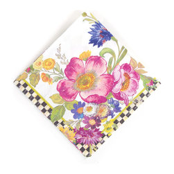 Flower Market Paper Napkins - Cocktail - White | MacKenzie-Childs - Napkins