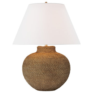 Avedon Medium Table Lamp in Natural Rattan with Linen Shade
