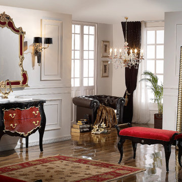 Palace 45" black and burgundy bathroom vanity.