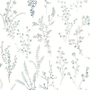 York Wallcoverings FH4027 Wildflower Sprigs Wallpaper Blue/Green