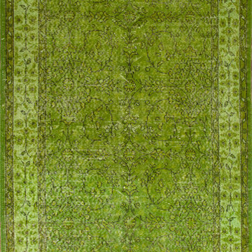 Over-dyed distressed Vintage Turkish Rugs for Modern Decor