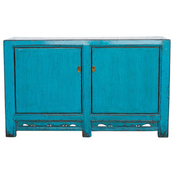 Cerulean Blue Two Door Painted Buffet Cabinet