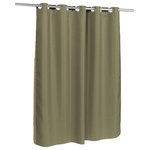 Carnation Home Fashions - Pre Hooked™ Waffle Weave Fabric Shower Curtain, Sage - Pre Hooked waffle weave fabric shower curtain with snap out fabric liner and built in hooks adds style and functionality to the modern bathroom. Using patented technology, this curtain eliminates the need for separate shower curtain liners and hooks. Made from heavy weight 100% polyester, the curtain is machine washable and water repellent. Comes complete with built in hooks and replaceable fabric liner. Shown here in sage, the size is 70" widex72" long.