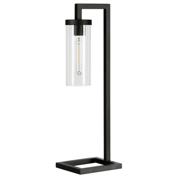 Malva 26 Tall Table Lamp with Glass Shade in Blackened Bronze/Clear