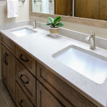 Master Bath with Knotty Alder Vanity and Updated Surround Around Tub
