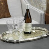 Oval Serving Tray With Antique Mirror, Silver