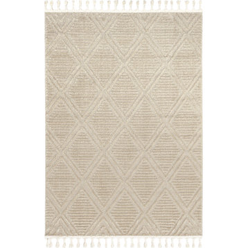 Arvin Olano Balboa Textured Tile Area Rug, Beige 2' 7" x 8'
