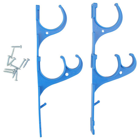 Set of 2 Blue Pole and Vacuum Hose Swimming Pool Accessory Hangers