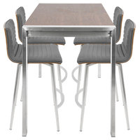 Lumisource Mason Dining Set In Walnut And Grey Finish C-MSN5 WL+GY