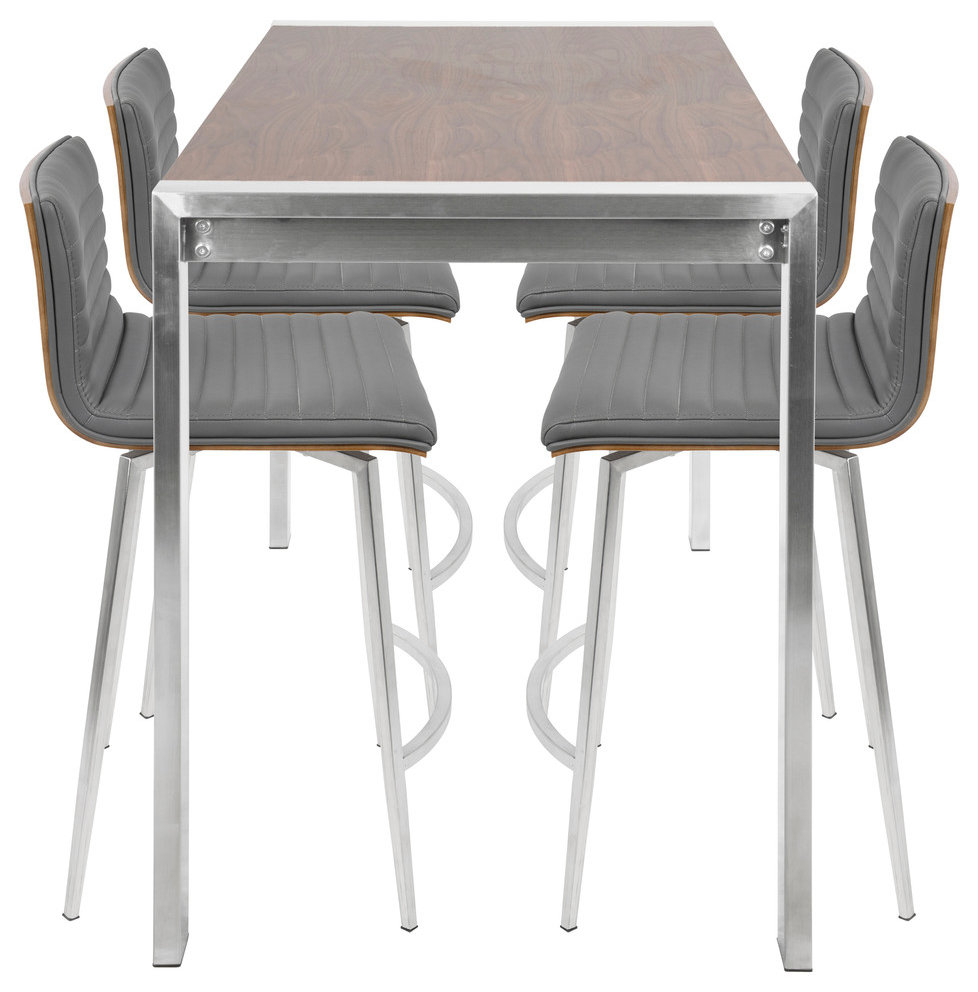 Lumisource Mason Dining Set In Walnut And Grey Finish C-MSN5 WL+GY