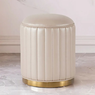 Off-White Makeup Vanity with Stool