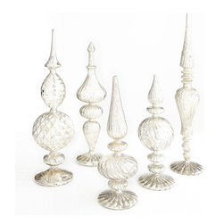 SILVERY GLASS FINIALS - SET OF 5 - Products