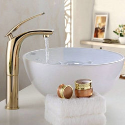 Taranto Deck Mounted Single Handle Faucet with Hot/Cold Water Mixer - Bathroom Sink Faucets