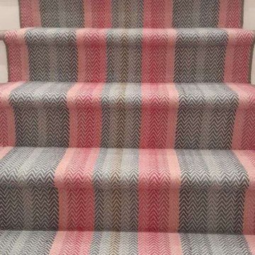 Chevron Colorful Staircase Carpet Installation