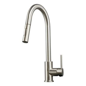Olivi Brass Kitchen Faucet w/ Pull Out Sprayer, Brushed Nickel