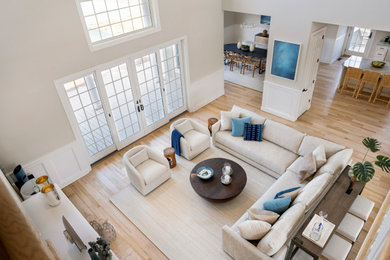 Beach style home design photo in New York