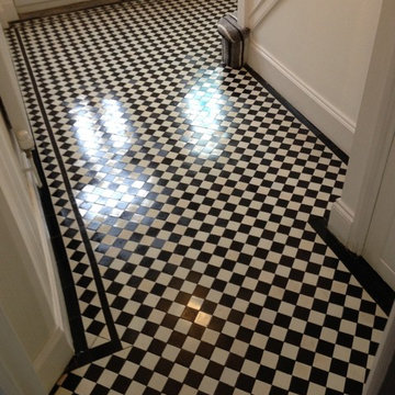 Black and White Patterned Victorian Tiles Restored in Newport