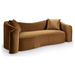 Meridian Furniture - Destin Upholstered Chair, Saddle, Velvet, Sofa - Indulge in pure luxury with the Destin saddle velvet sofa, featuring plush, oversized cushions and soft velvet upholstery for optimal comfort. Wrap yourself in comfort with a structural masterpiece offering a refreshing yet timeless aesthetic. The organic curves and plush velvet create a truly unique and eye-catching design.