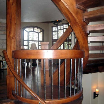 Wood Railing with Wrought Iron Balusters