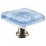Glass Storm Studios - Indigo Mist Handmade Glass, Knob - Textured, layered and glittering light indigo glass. All our products are handmade to order.  Important: Do not use an electric drill or electric screwdriver.