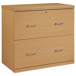 OSP Home Furnishings - Alpine 2-Drawer Lateral File With Lockdowel� Fastening System, Natural Finish - Keep everything organized and secure with our 2-Drawer, locking lateral file cabinet. Dual drawer pulls paired with euro-style easy glide hardware allows each double width drawer to open and close with ease. Both legal and letter size file capability with locking top drawer. Simplify assembly with Lockdowel� fasteners, which are invisible, creating a tight joint and a finished look. The Lockdowel� fastening system is designed to simply slide components into place for quick, sturdy assembly every time.