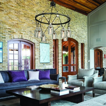 Citizen 8 Light Pendant on Graphite and Polished Nickel with Clear Pressed Glass