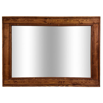 Herringbone Stained Vanity Mirror, English Chestnut, 30"x24", Horizontal