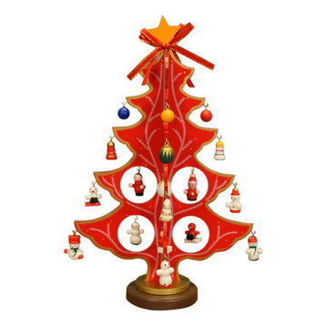 Premier Wooden Christmas Tree With Decorations