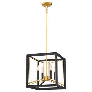 Sable Point 4-Light Pendant, Sand Black With Honey Gold Acc