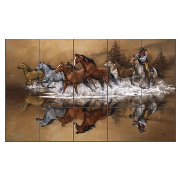 Sorenson Western Horses Ceramic Tile Mural Backsplash