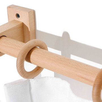 QYT06 1" Ash Wood Single Curtain Rod Sets