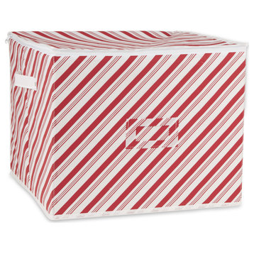 DII Holiday Candy Stripe Print Ornament Storage, Large
