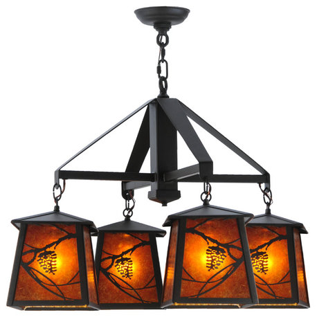 28" W Whispering Pines 4 Light Chandelier