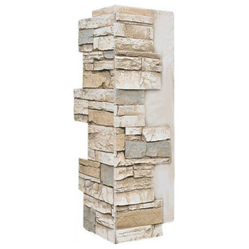 Faux Stone Wall Panel - ALPINE, Vanilla Cream, 24" Corner