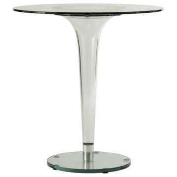 LeisureMod Lonia Modern Glass Dining Table Clear