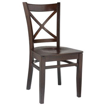 Solid Wood Crossback Dining Chairs, Set of 2, Walnut