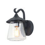 LNC 1-Light Traditional Matte Black Bell Seeded Glass Outdoor Wall Lights